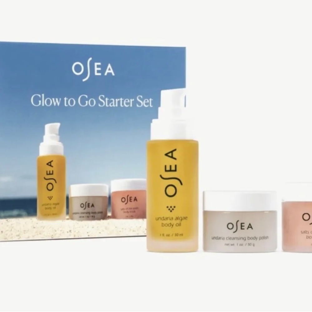 NEW OSEA Glow to Go Starter Set Body Oil Body Polish Body Scrub Skin Care Kit